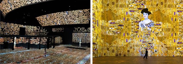 ▲ 빛의 시어터(Theatre des Lumieres)와 구스타프 클림트(Gustav Klimt) 작품